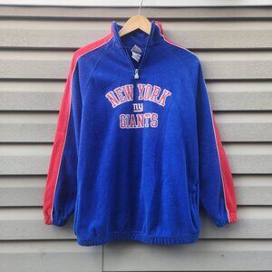 New York Giants Football Team Quarter Zip Fleece Unisex Blue/Red Color